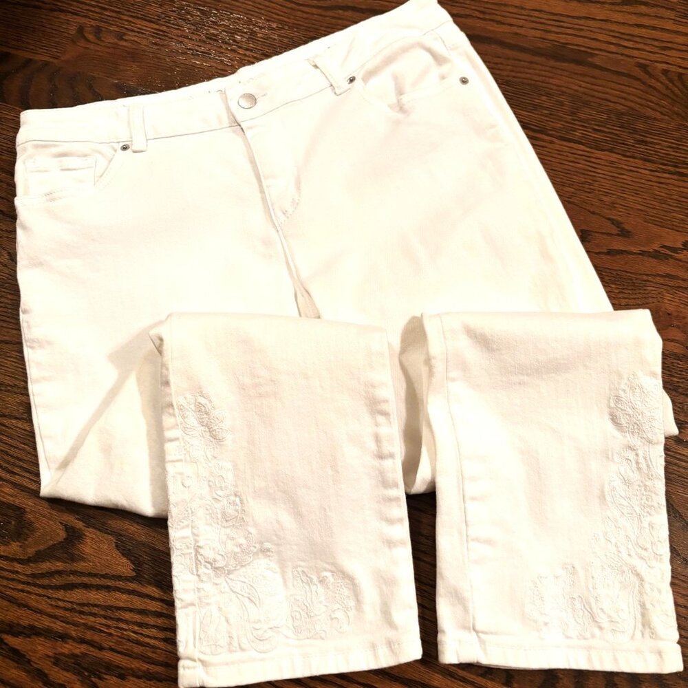 Westport White Embellished Leg Jeans Size 12